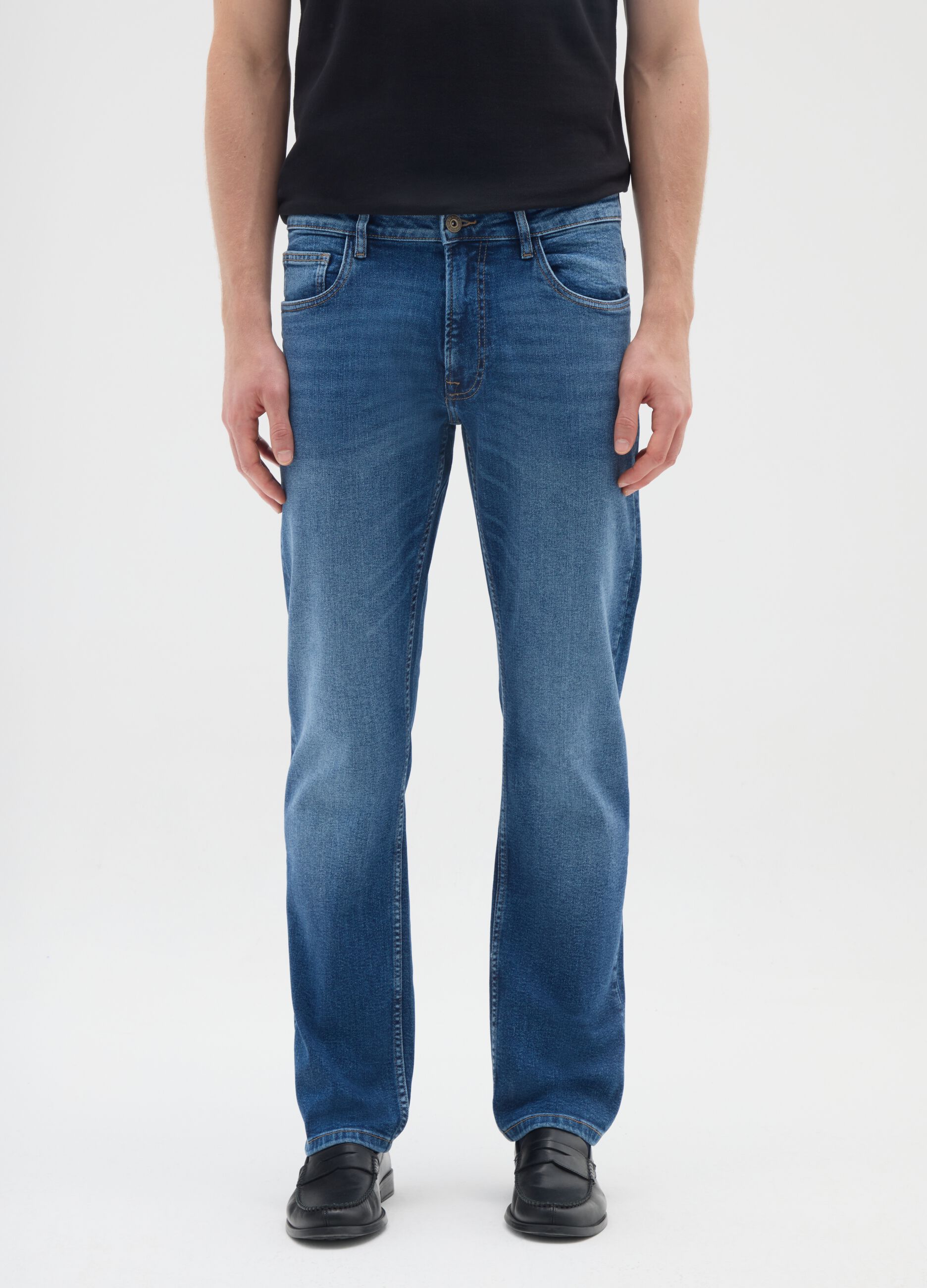 Jeans blu in denim elasticizzato