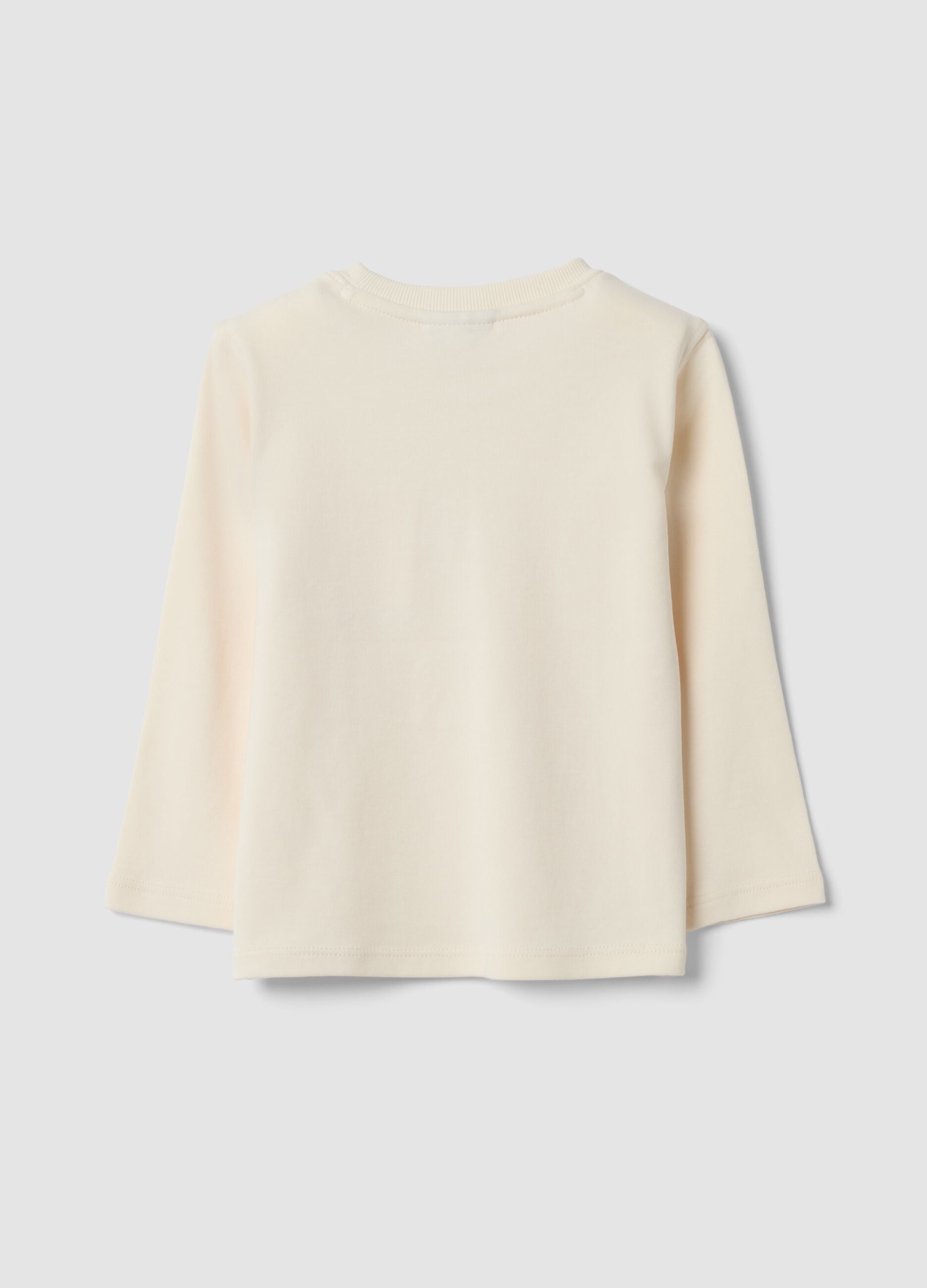 Maglietta beige girocollo in puro cotone organico