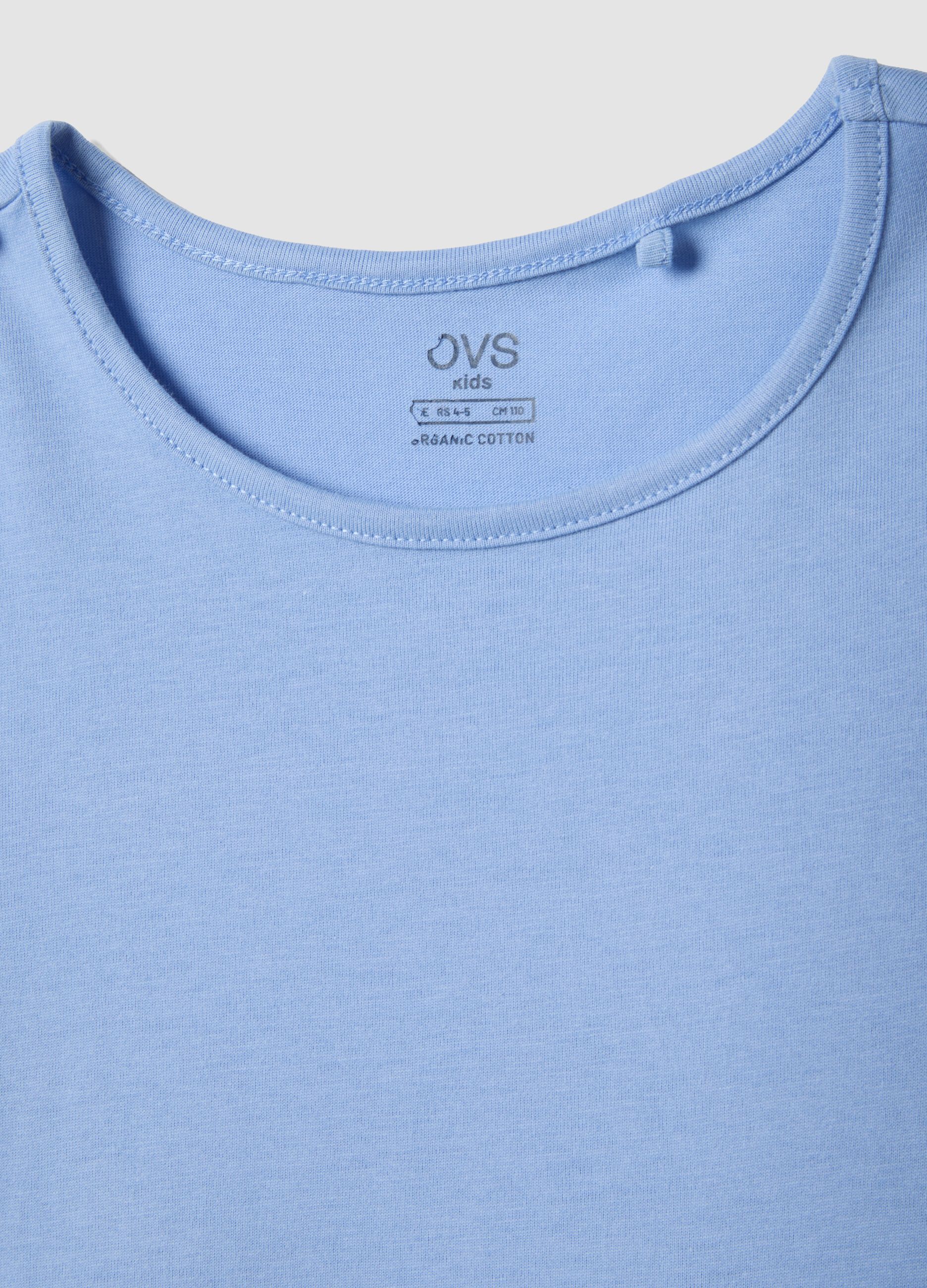 Sleeveless light blue pure cotton girls&rsquo; dress, regular fit