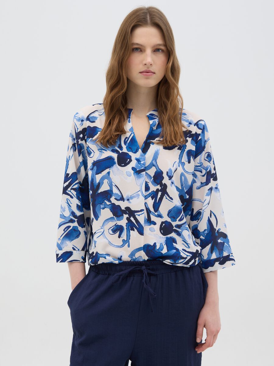 Women's regular fit multicolour blouse with pattern_0