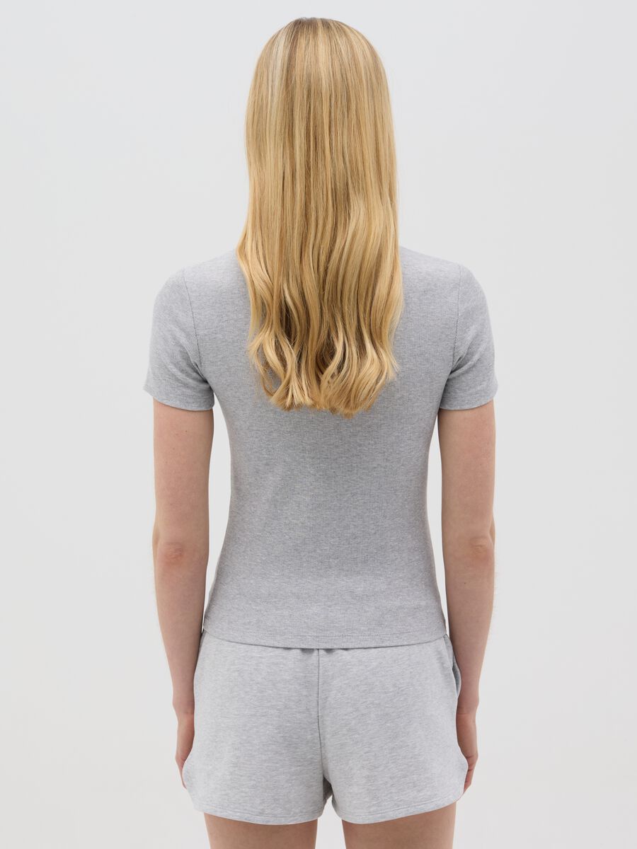 Grey short sleeve stretch cotton T-shirt_2