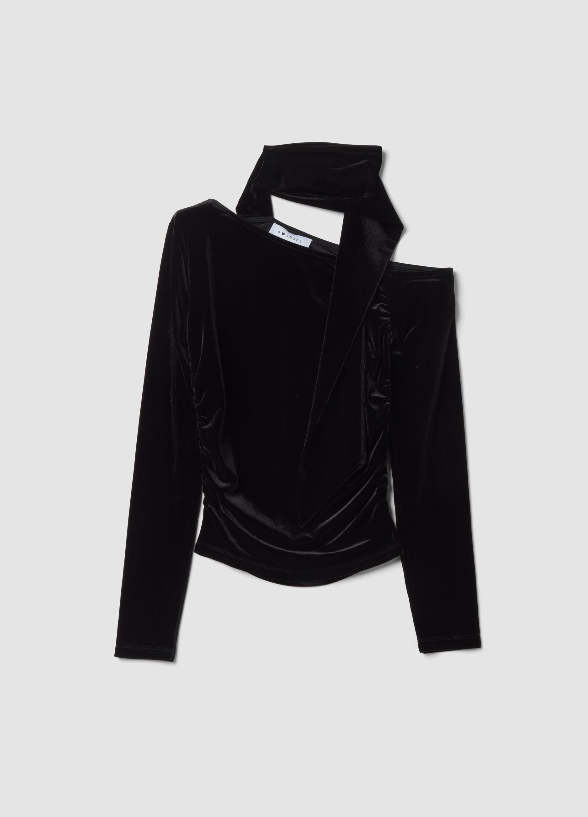 Black stretch top with crew neck