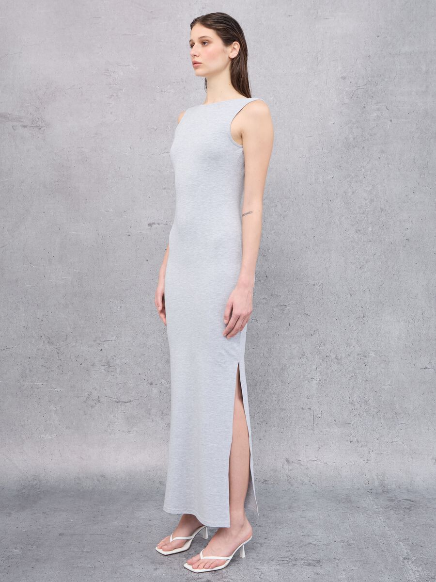 Grey Long Cotton Stretch Dress_2