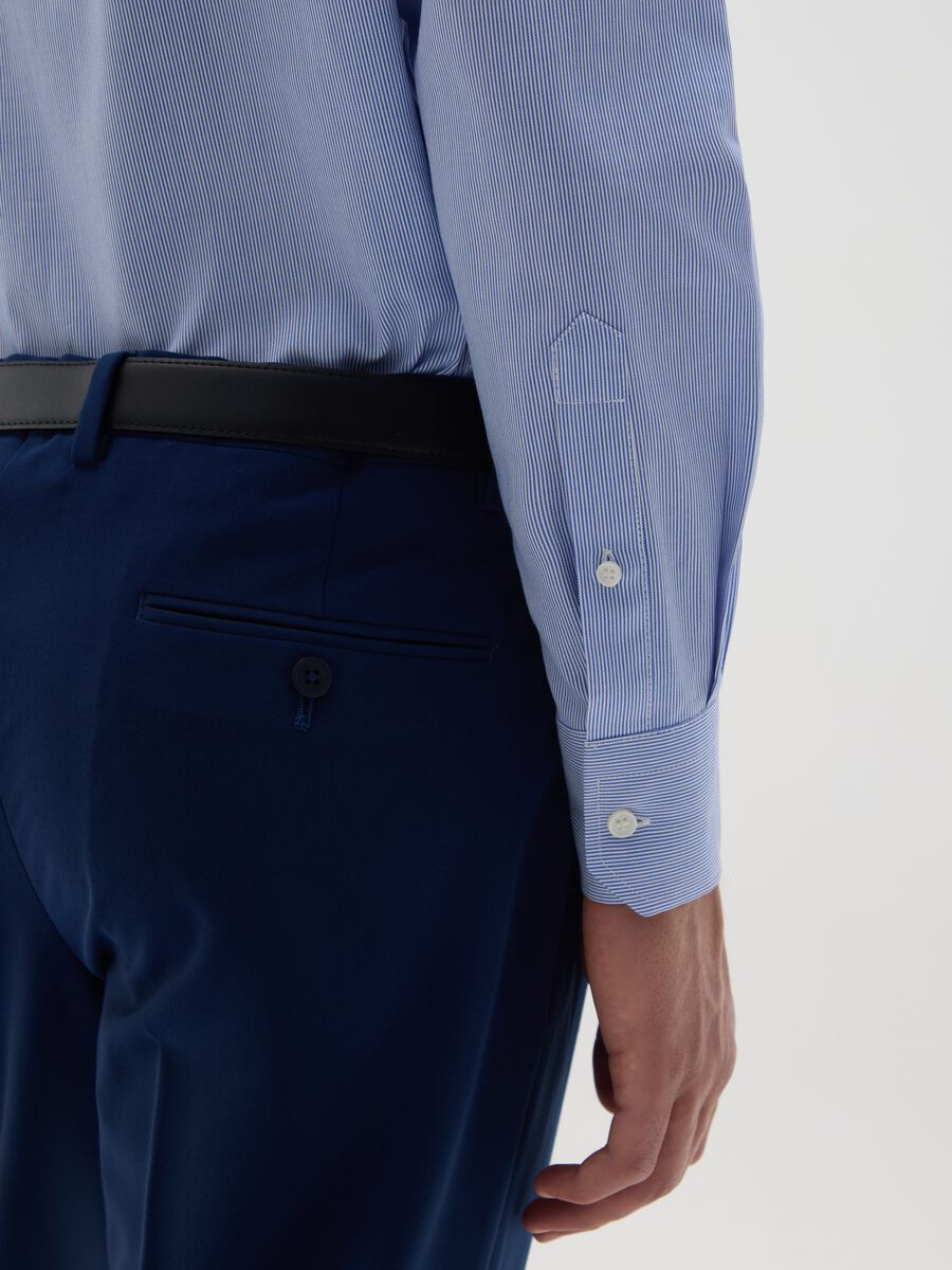 Men's pure cotton blue easy iron shirt_3