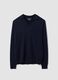 Blue viscose-blend polo with V-neck and regular collar, regular fit_0