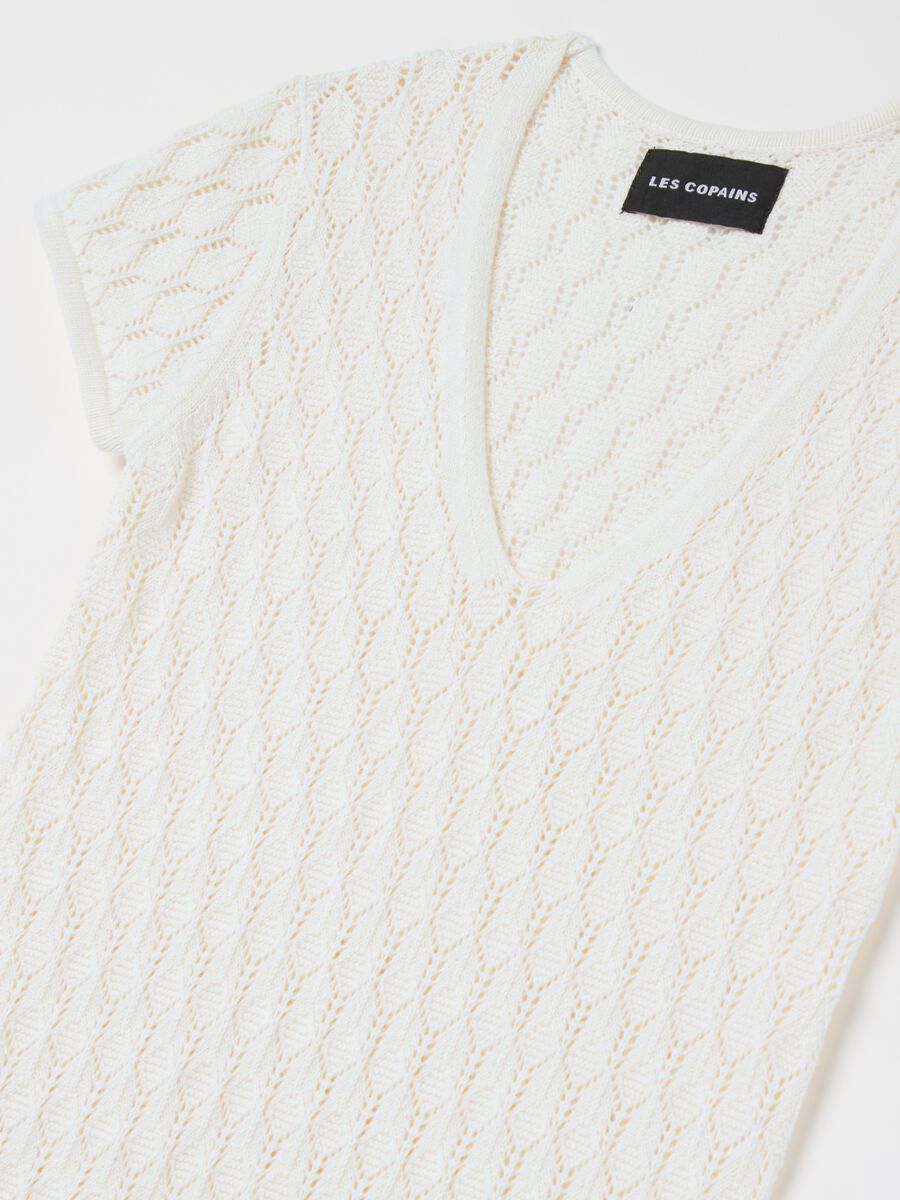 Long crochet dress with short sleeves._5