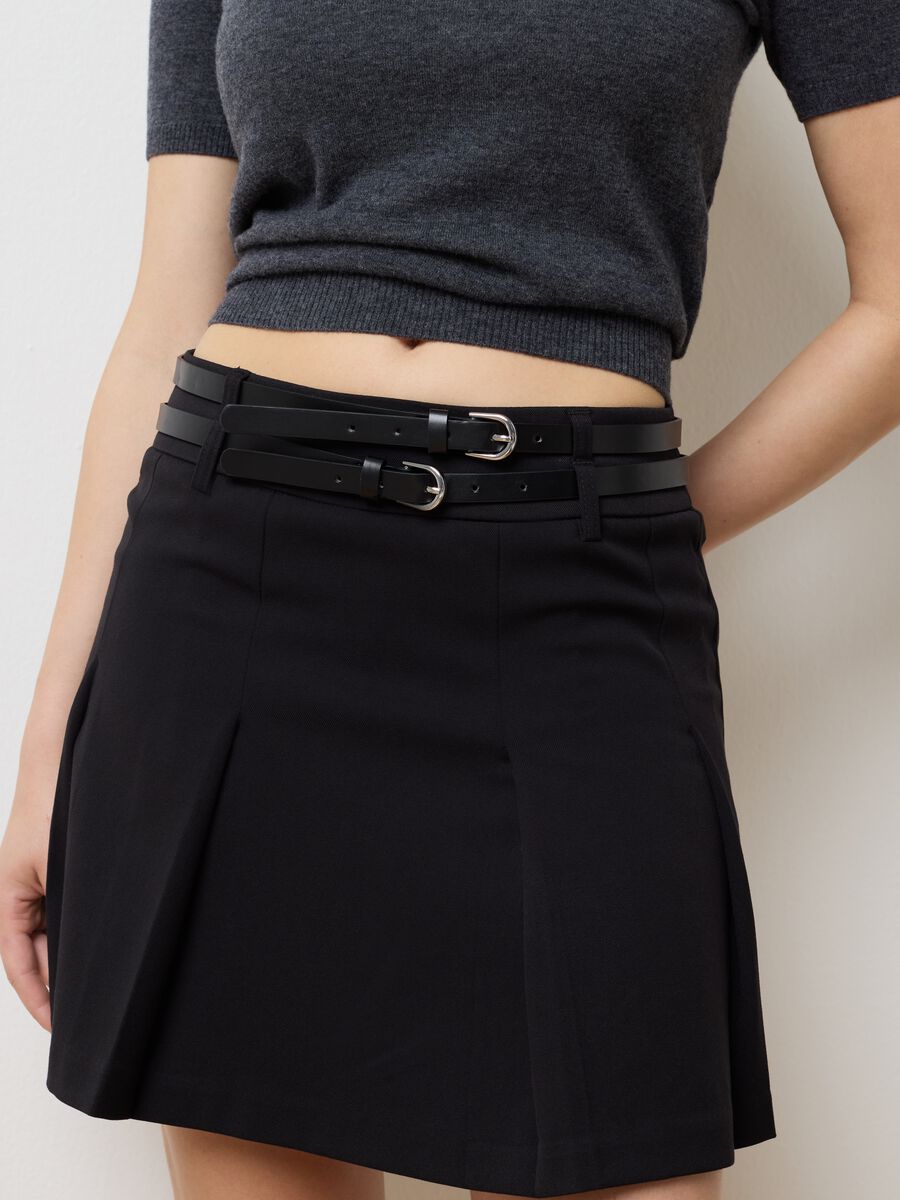 Black stretchy fabric skirt regular fit_3
