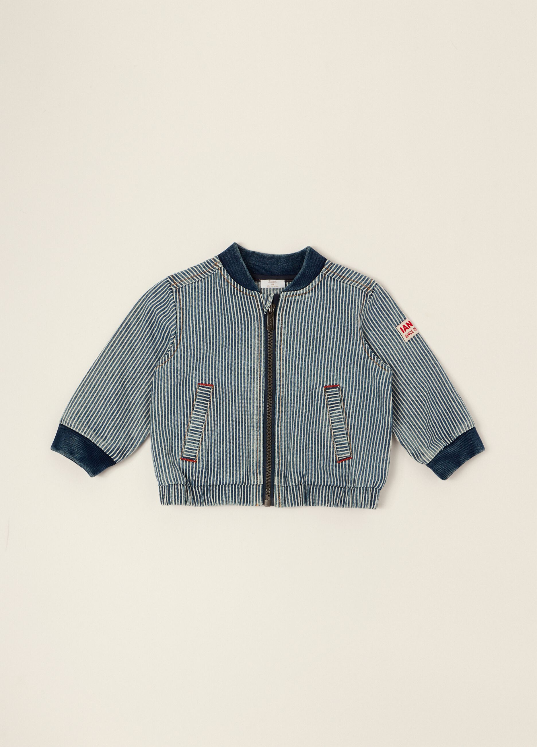 Multicoloured striped cotton-blend jacket with viscose and lyocell for baby