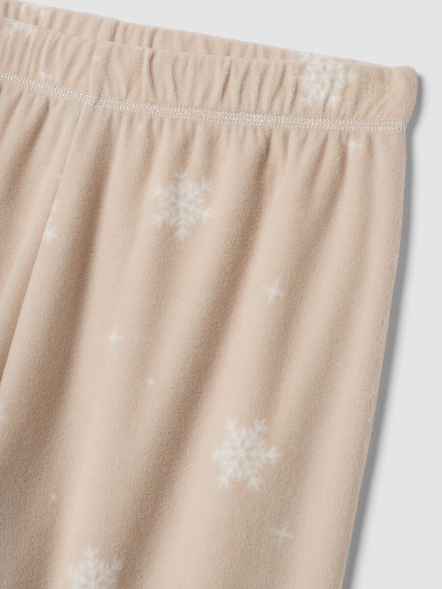 Beige marl regular-fit pyjama trousers with snowflake print_1