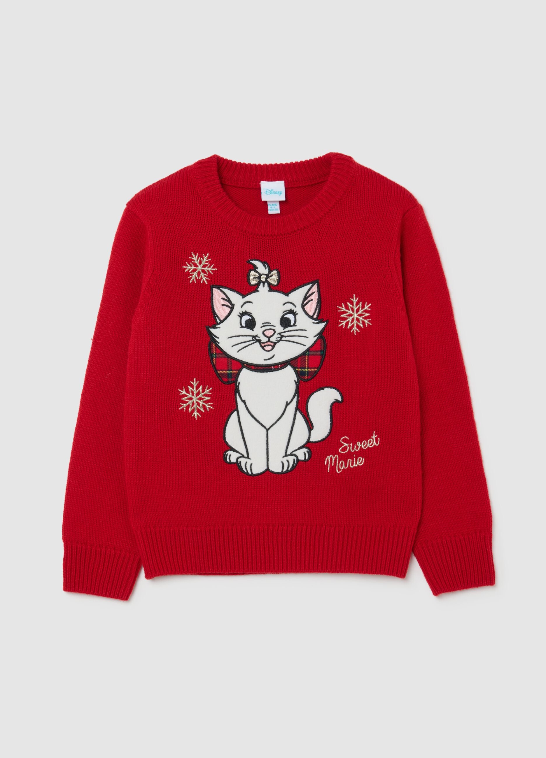 Red Christmas jumper for girls regular fit with Disney embroidery