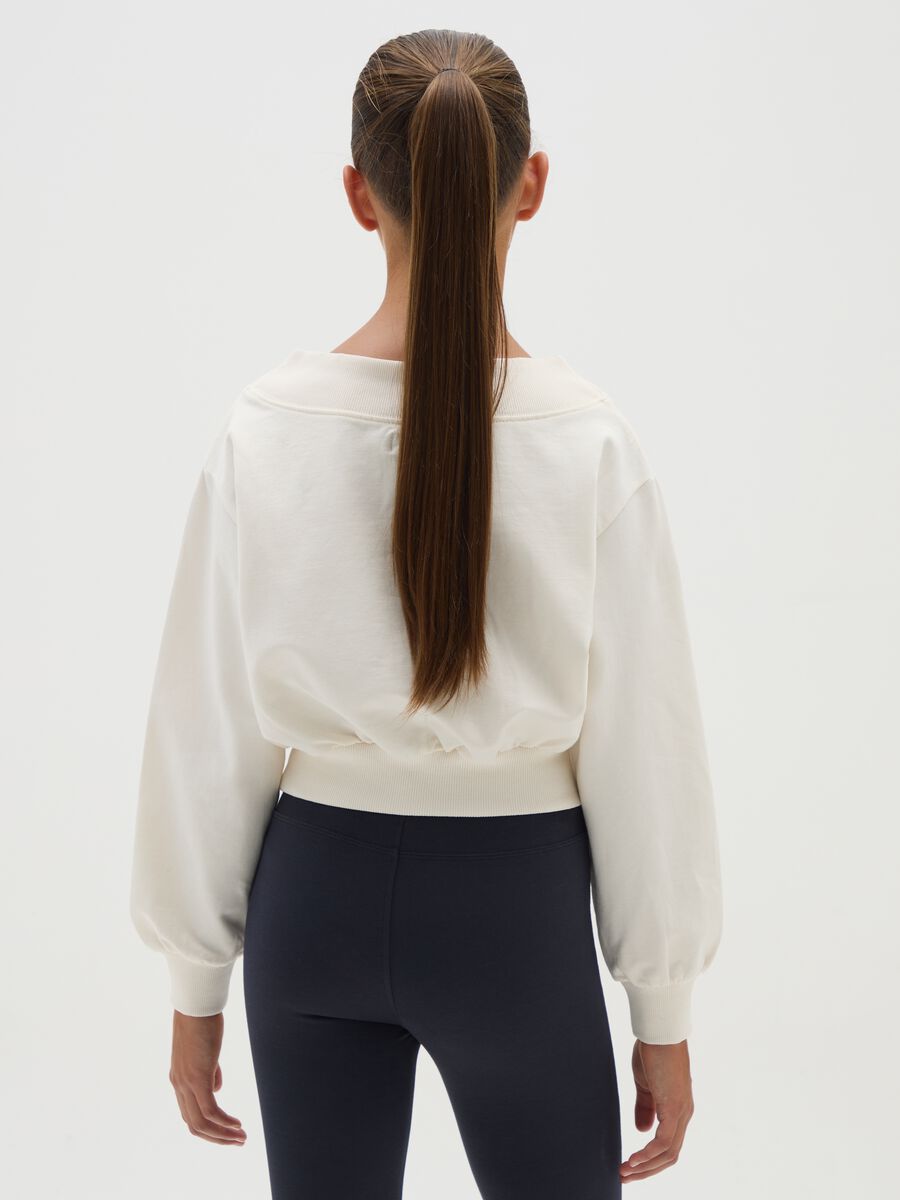 Beige cotton relaxed fit girls' sweatshirt_1