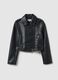 Black biker jacket regular fit with metallic details and diagonal zip_5