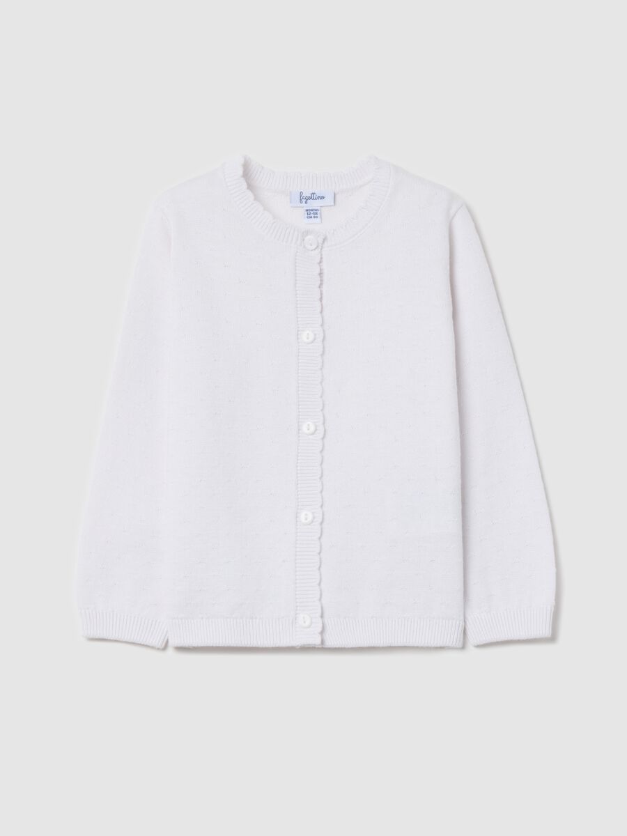 Cotton cardigan with scalloped neck_0