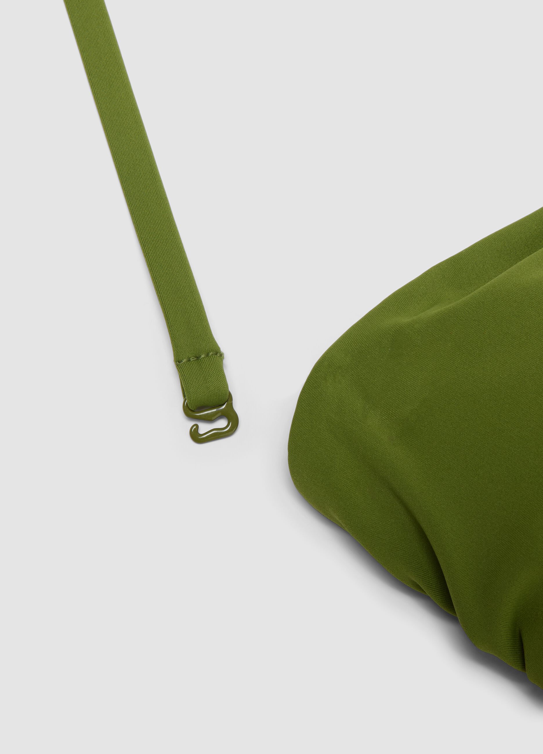 Green stretch one-piece swimsuit with removable straps