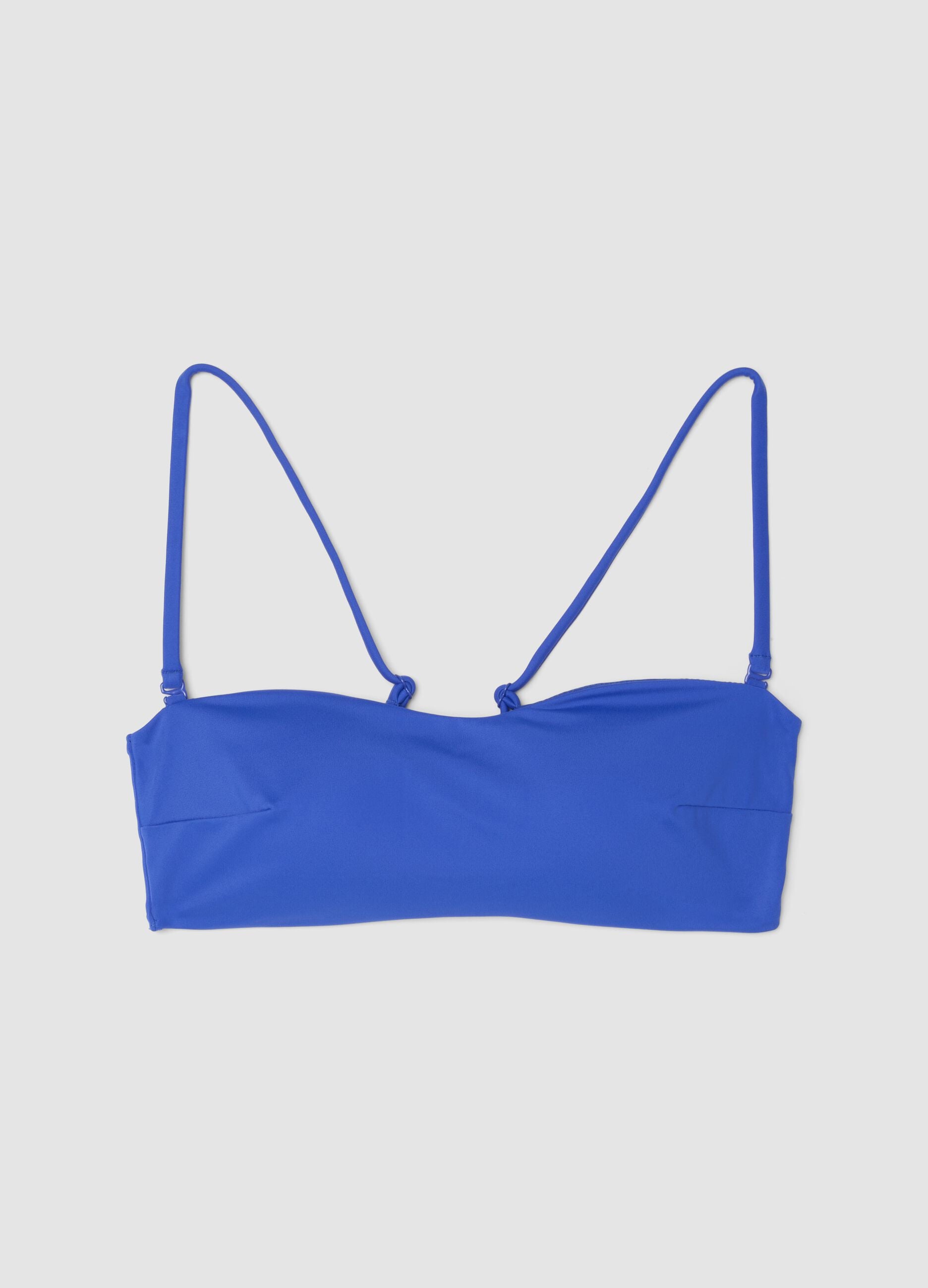 Top bikini a fascia blu in tessuto elasticizzato