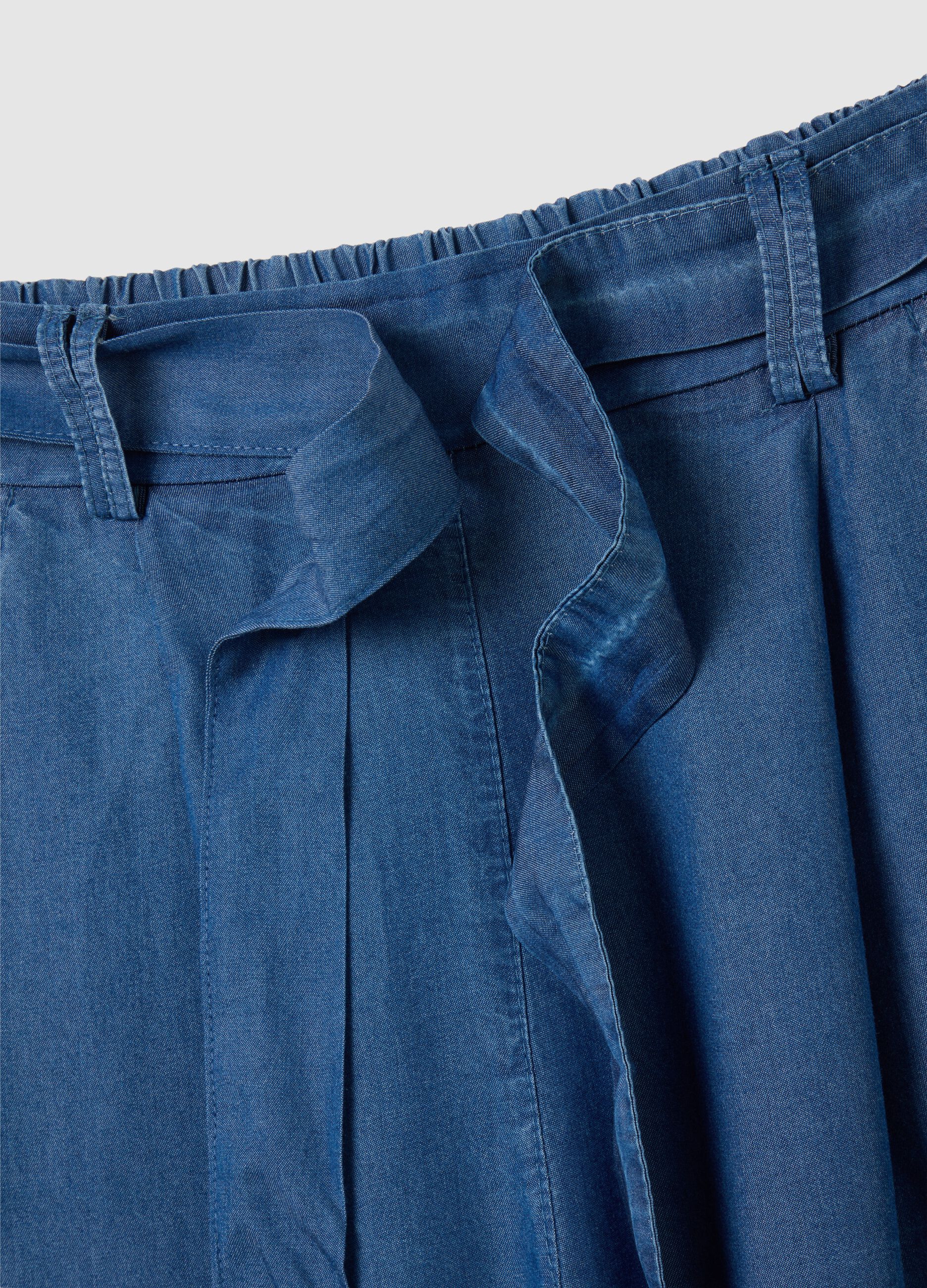 Women's blue regular fit pure Lyocell trousers