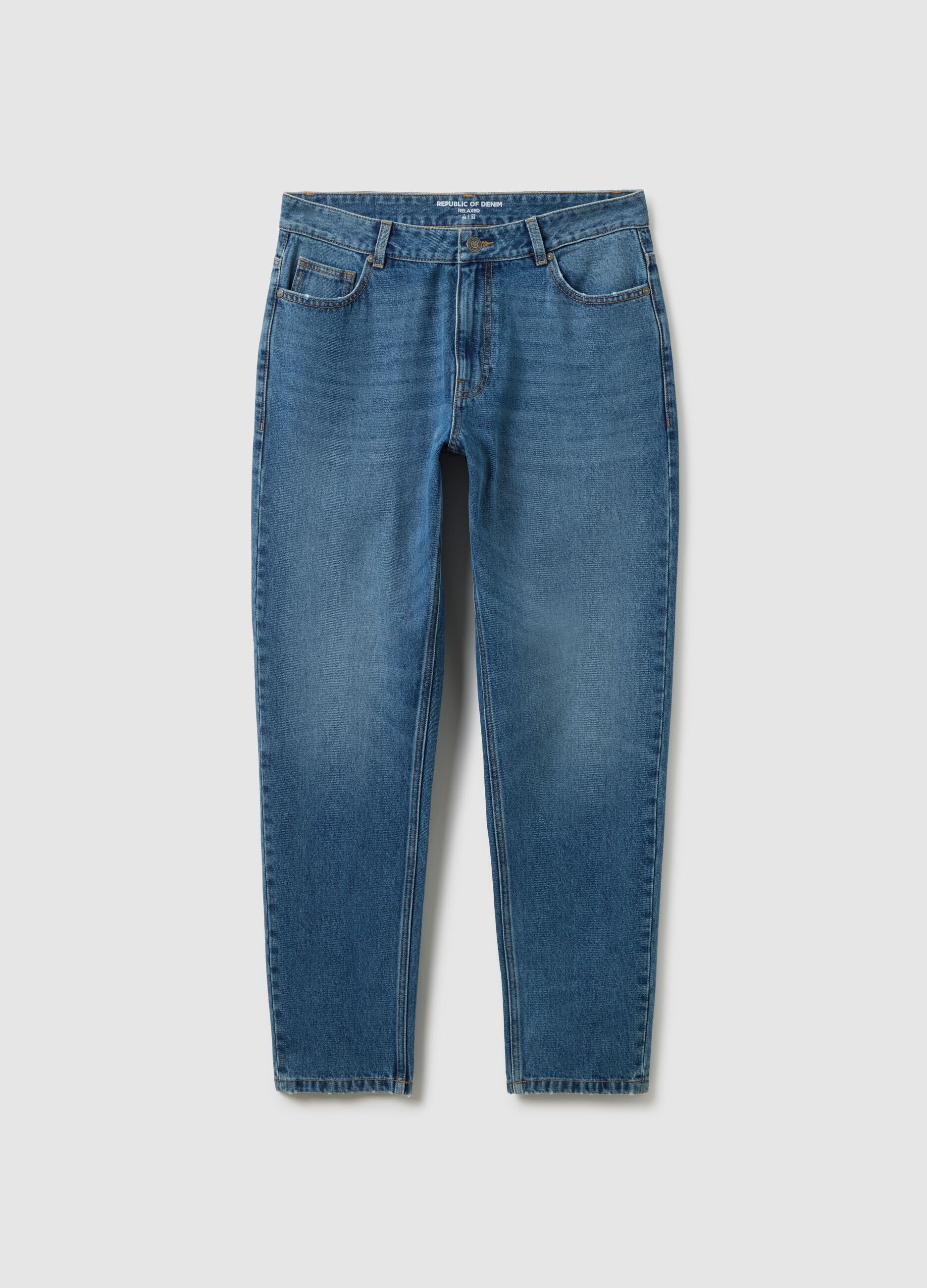 Relaxed fit pure blue cotton jeans