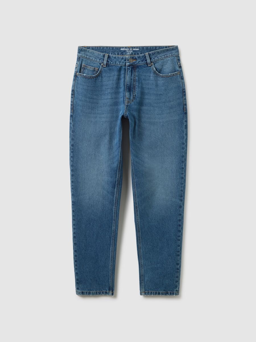 Relaxed fit pure blue cotton jeans_4