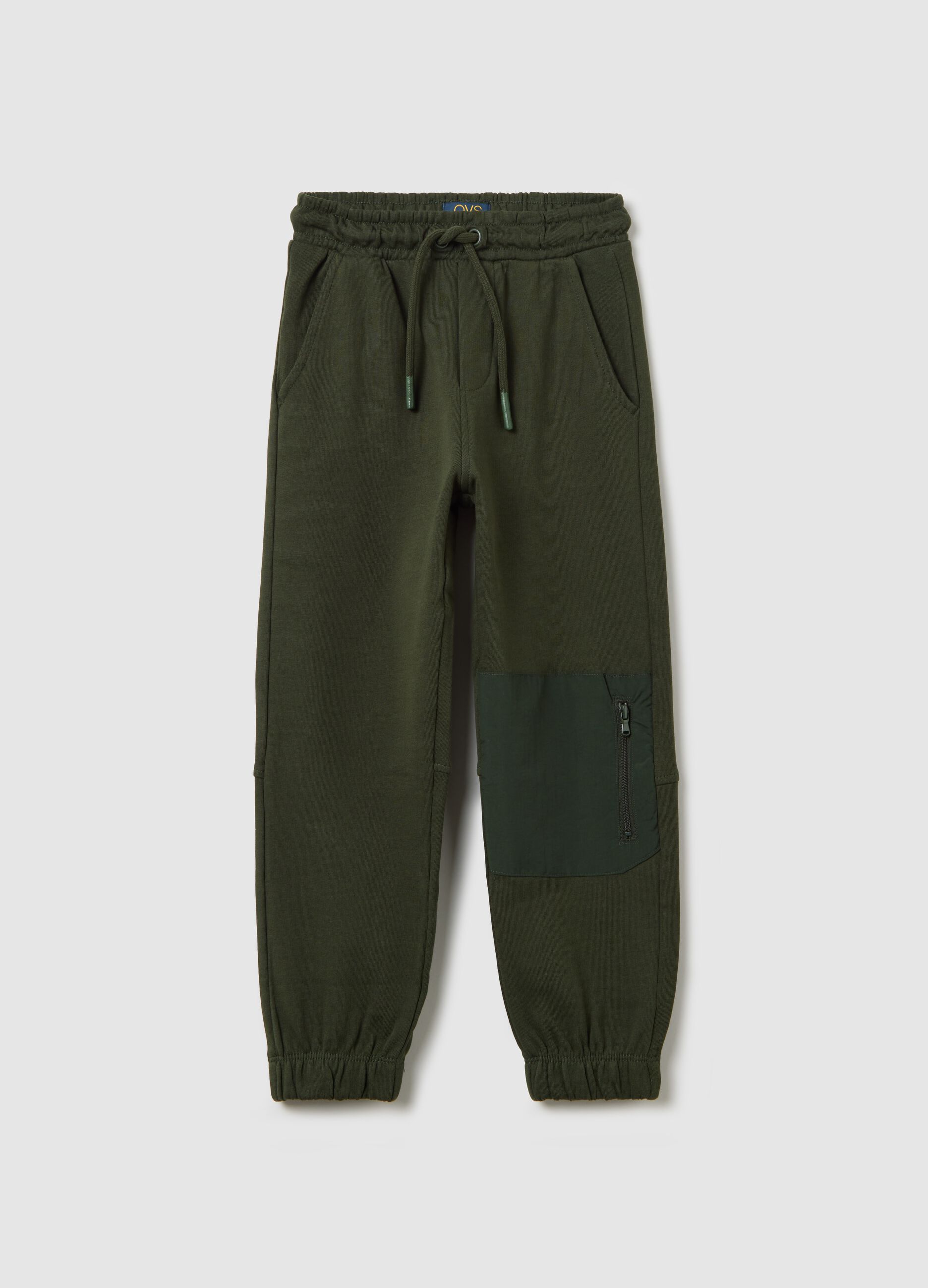 Fleece joggers with drawstring and pocket with zip