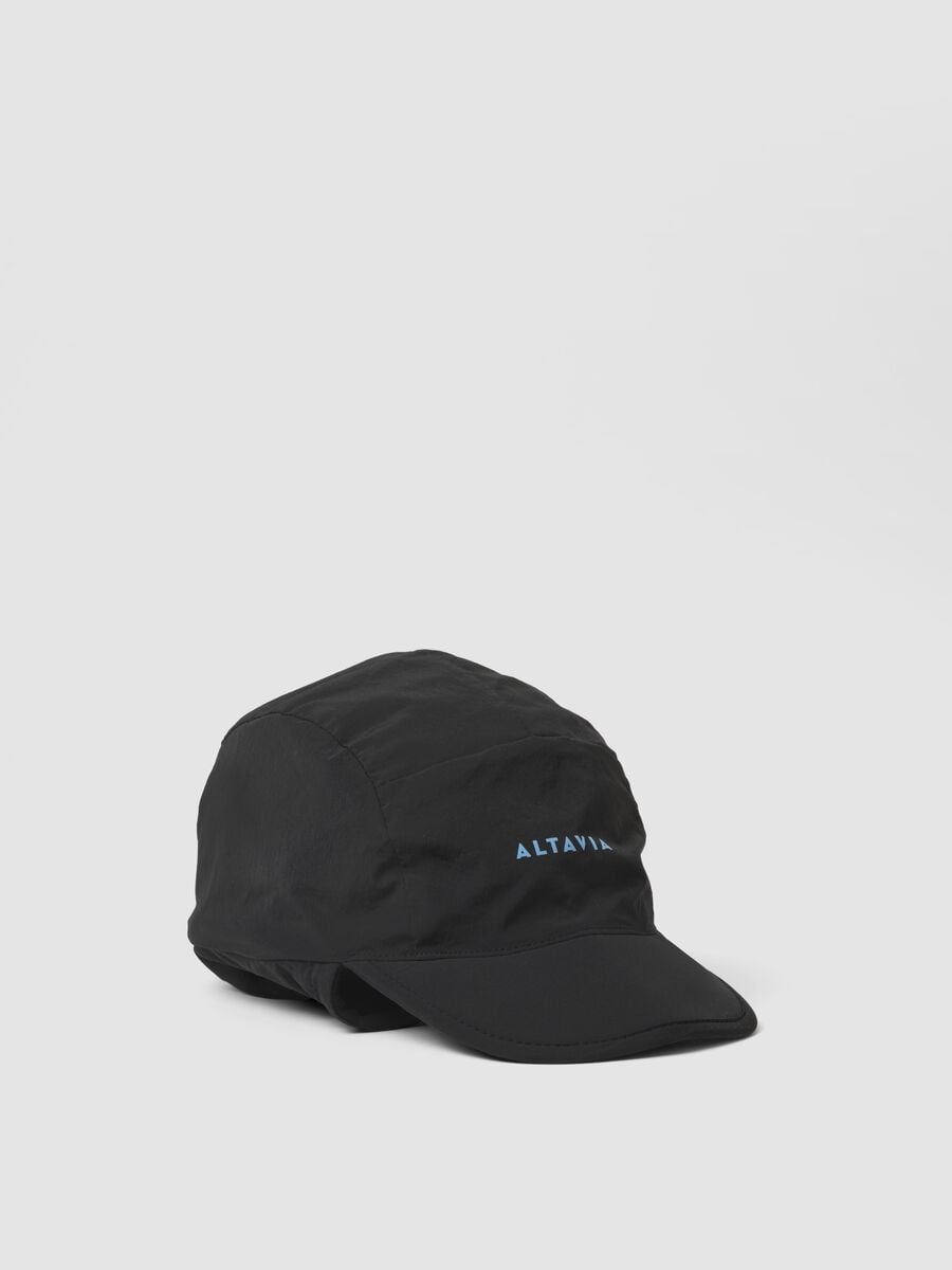 Black aviator cap in breathable stretch fabric ALTAVIA WITH DEBORAH COMPAGNONI_0