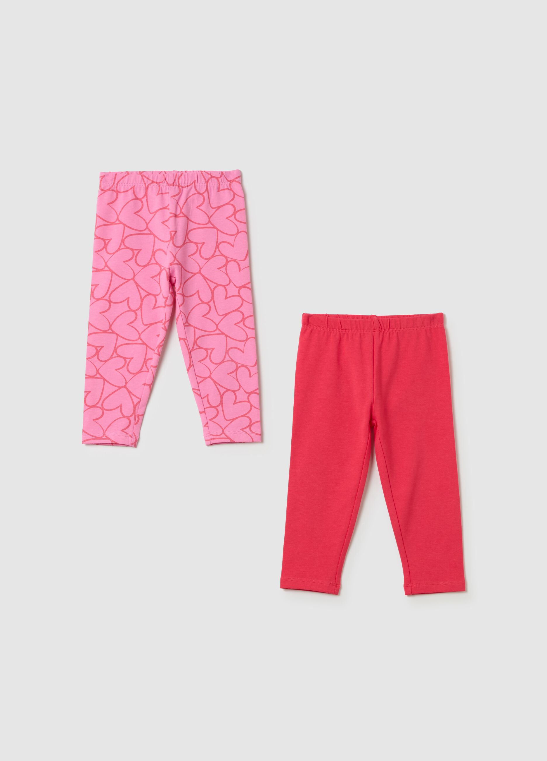 Two-pack leggings in stretch cotton with print