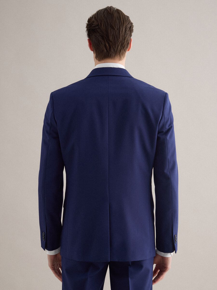 Blue Slim Fit Jacket with Notched Lapel_2