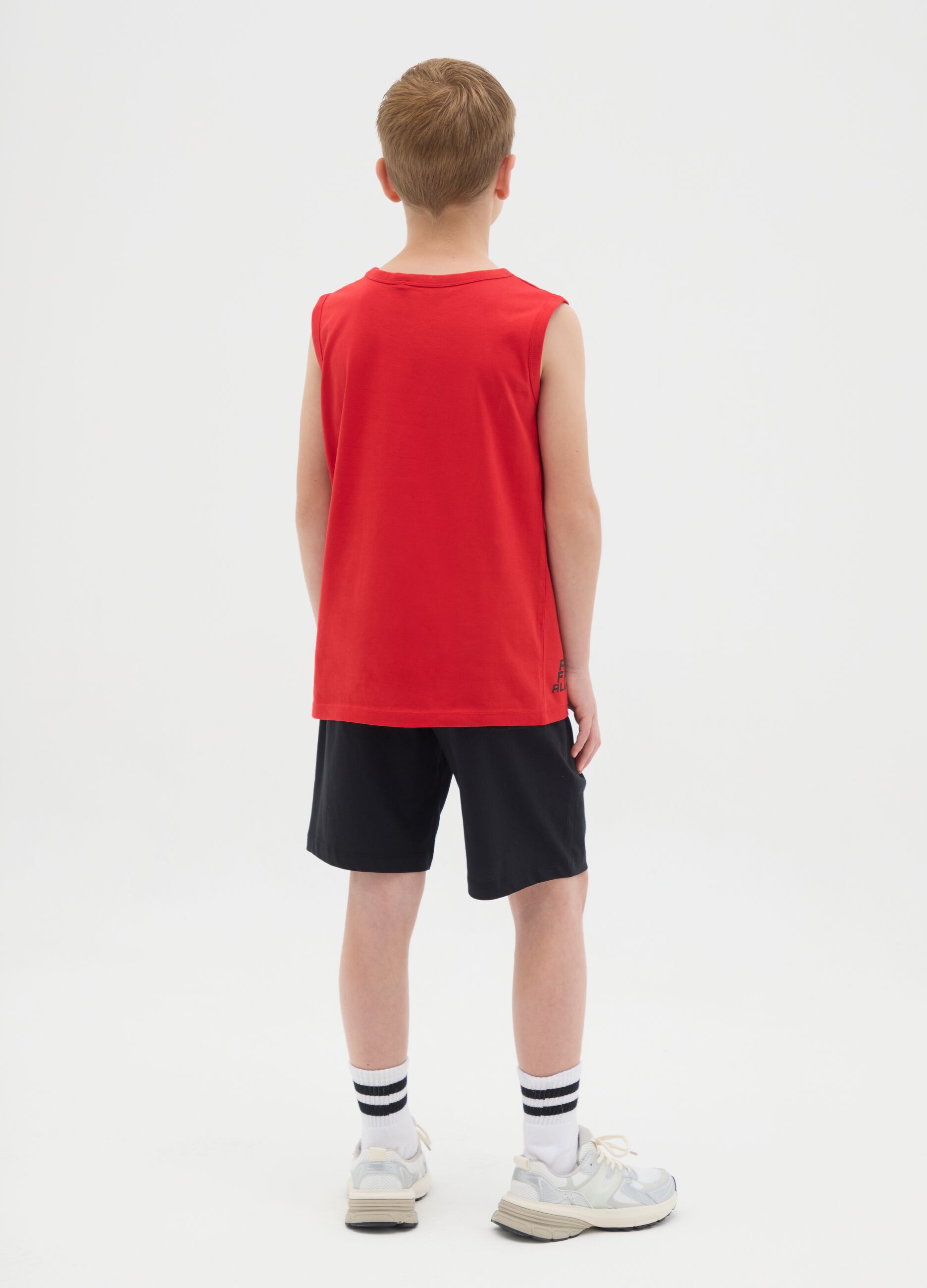 Boy's multicolour cotton jogging set, regular fit