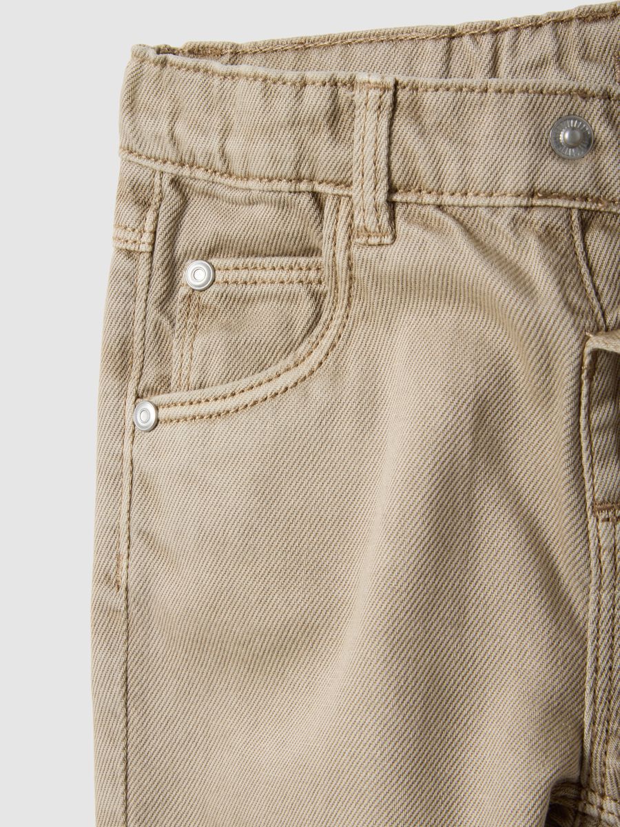 Boys' beige regular fit pure cotton trousers_3