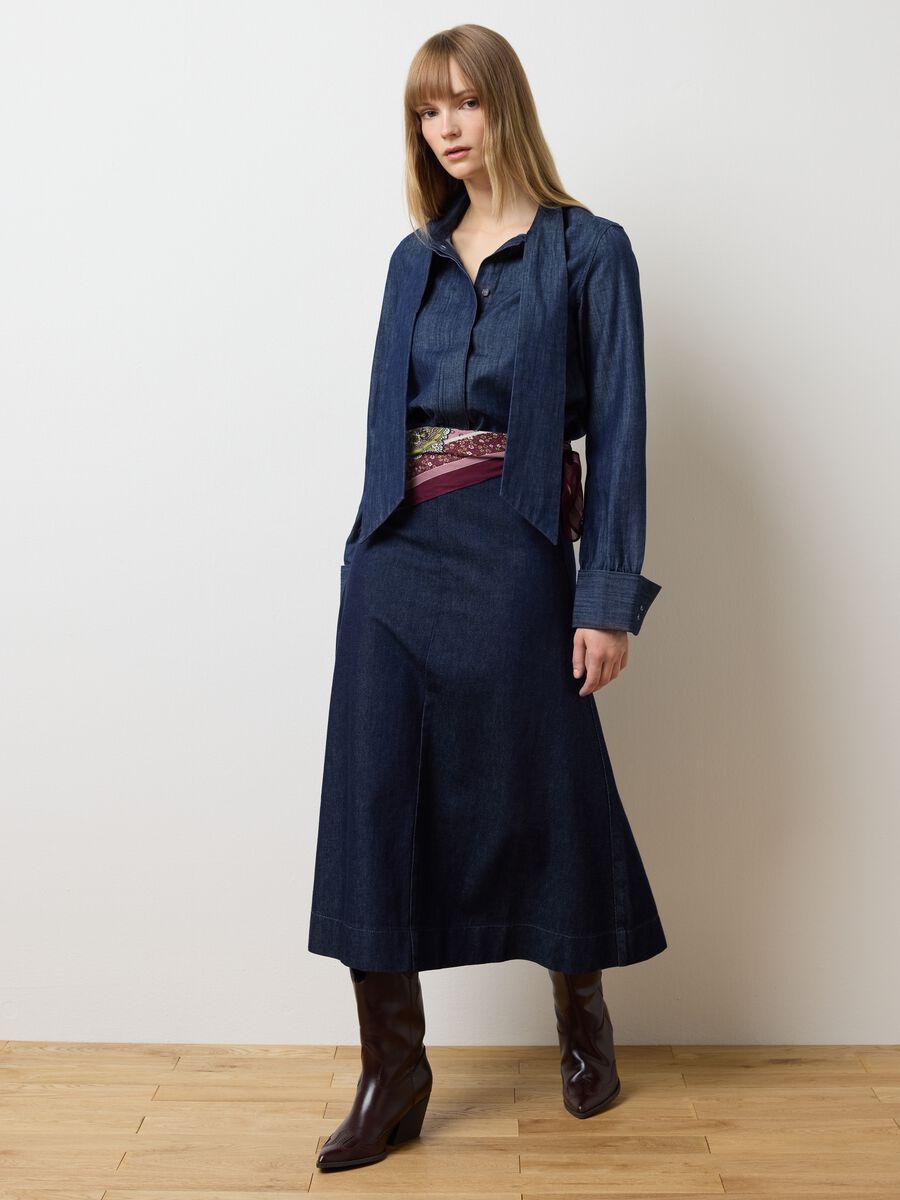 Pure Cotton Blue Skirt Regular Fit_0