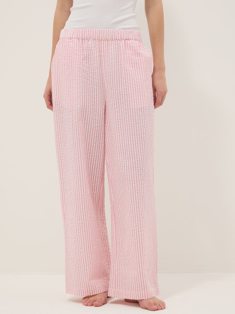 Multicoloured striped pure cotton pyjama trousers in regular fit_1