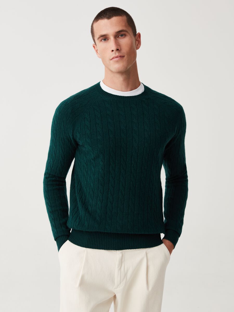 Pullover in cashmere con lavorazione a trecce_0