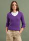 Purple pure cotton cable-knit jumper with deep V-neck_0
