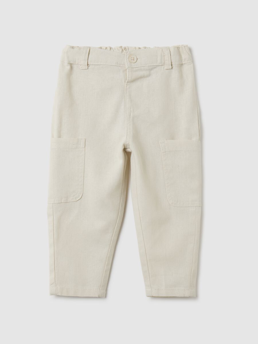 Children's Beige Linen Blend Trousers Regular Fit_0