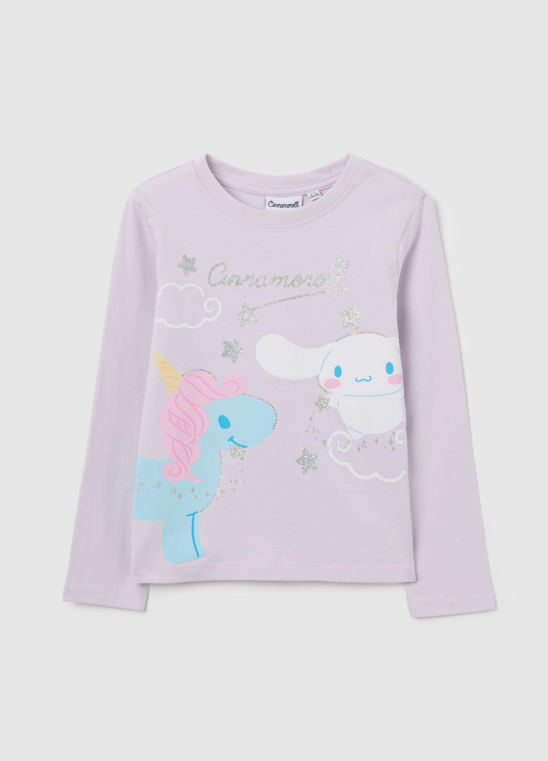Pink long-sleeve T-shirt in stretch cotton
