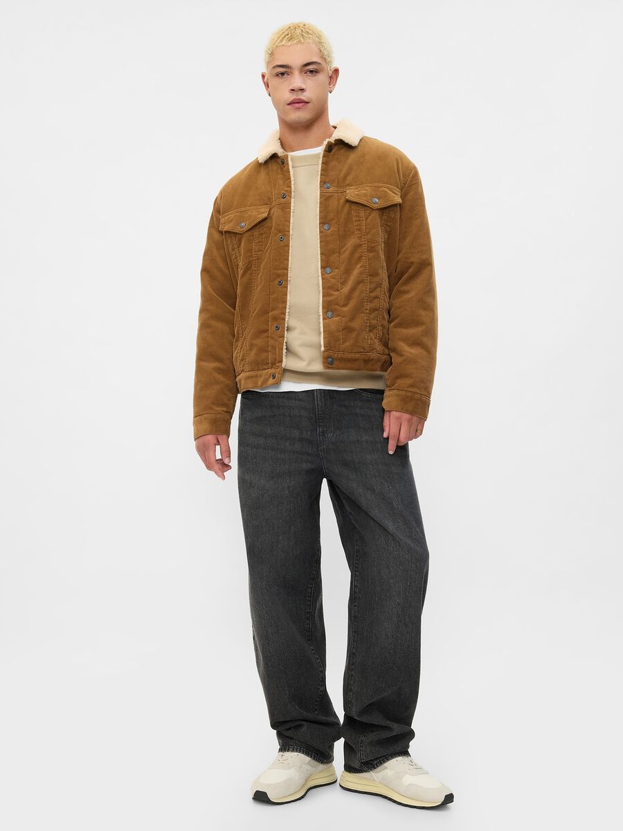 Short corduroy jacket with sherpa lining_1