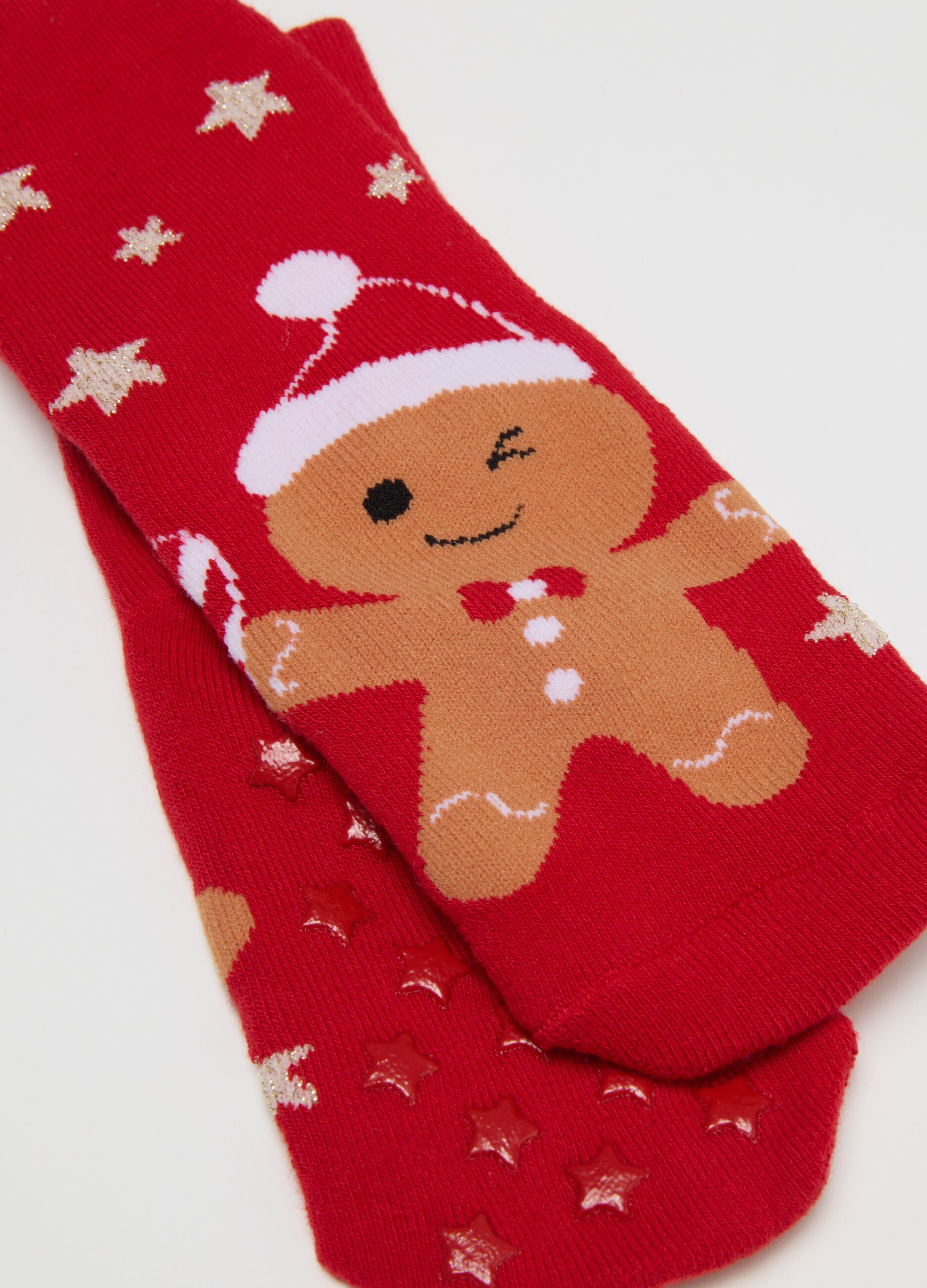 Girls' Red Christmas Cotton Blend Socks in Regular Fit