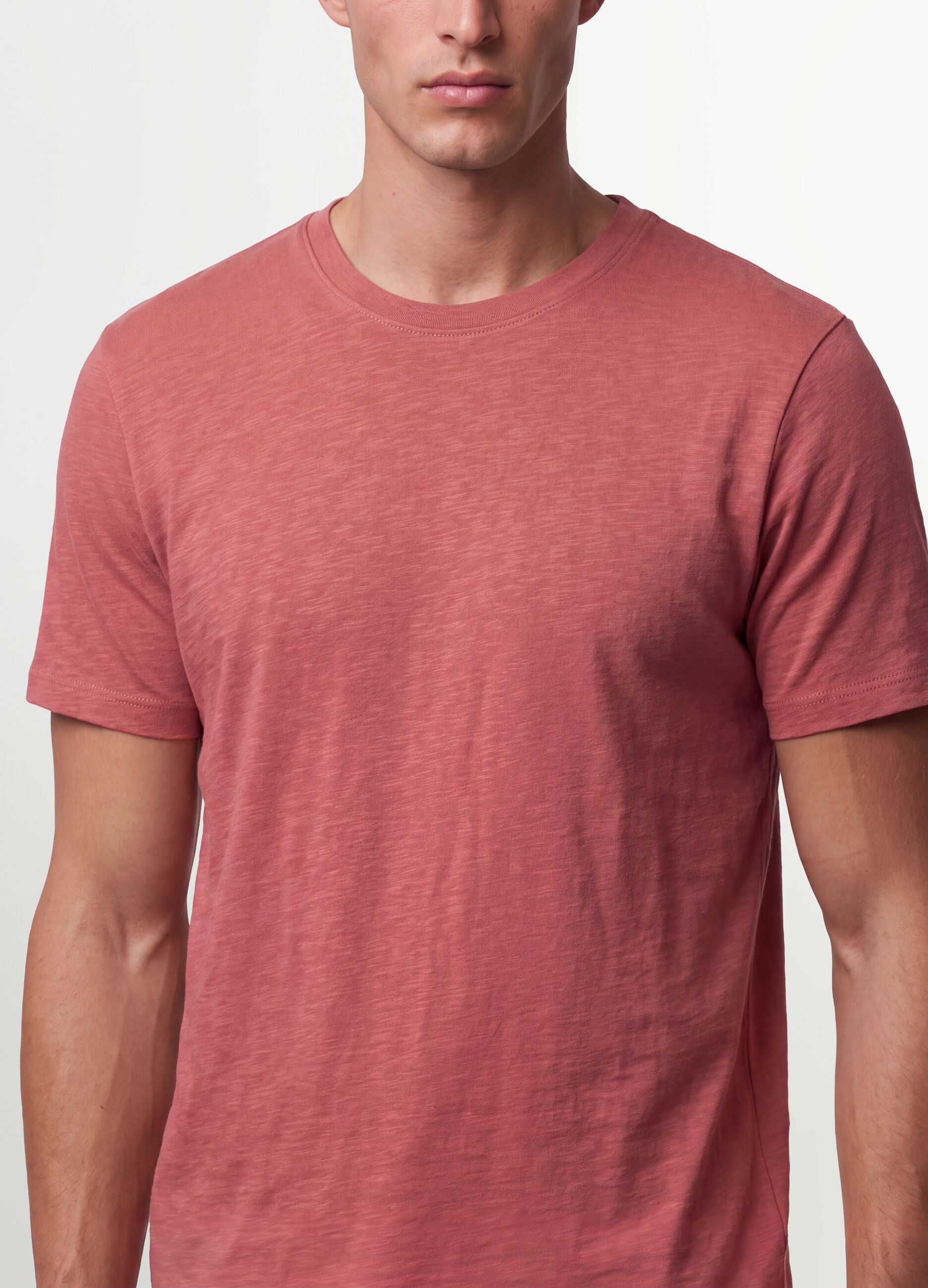 Pink pure cotton regular-fit short-sleeve T-shirt