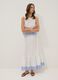 White cotton-linen blend skirt with embroidery_0