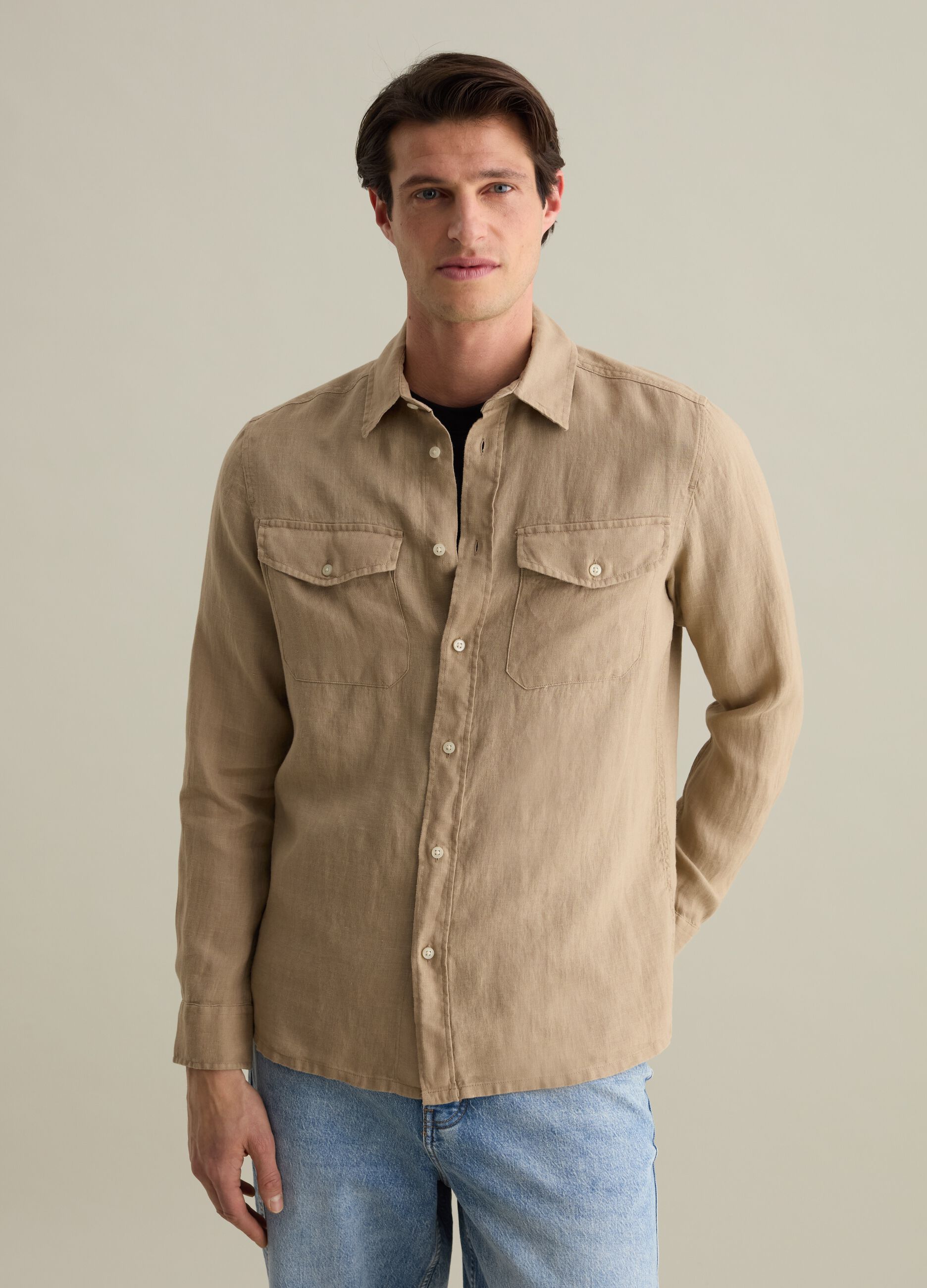 Regular-fit shirt in linen