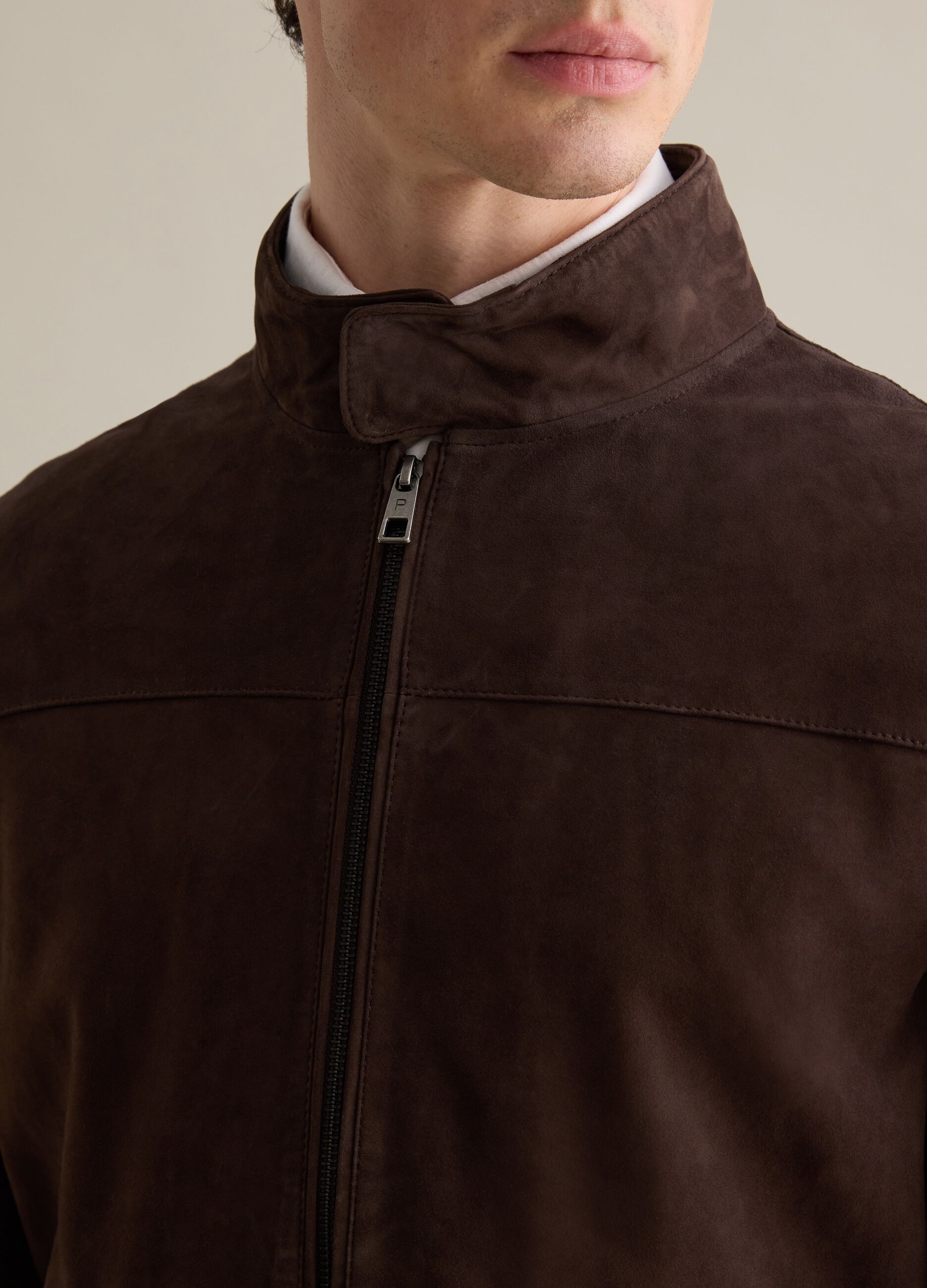 Bomber jacket in suede leather