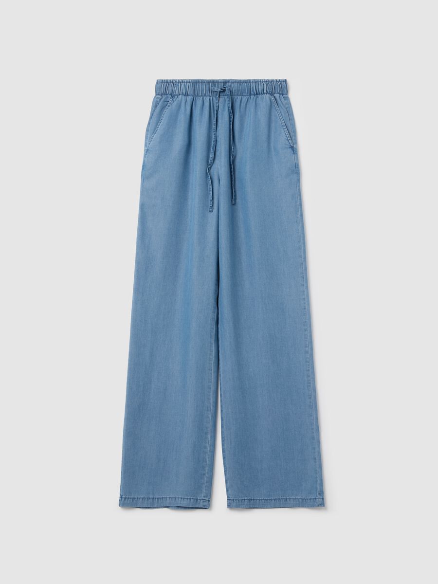 Denim-effect wide-leg fluid joggers_4