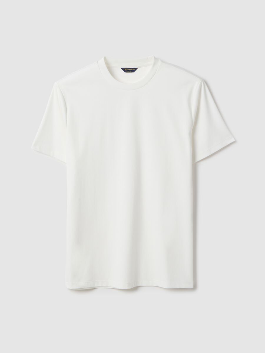 T-shirt girocollo in puro cotone bianca regular fit_4