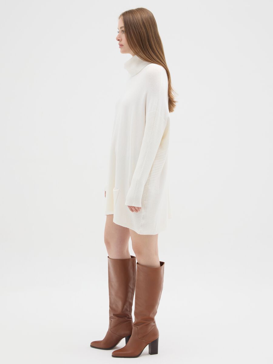 White long sweater regular fit with turtleneck_1