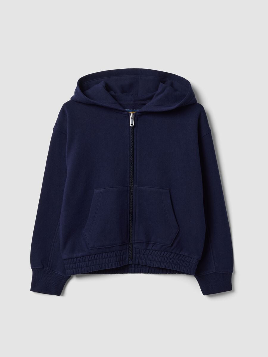 Blue pure cotton hooded sweatshirt_0