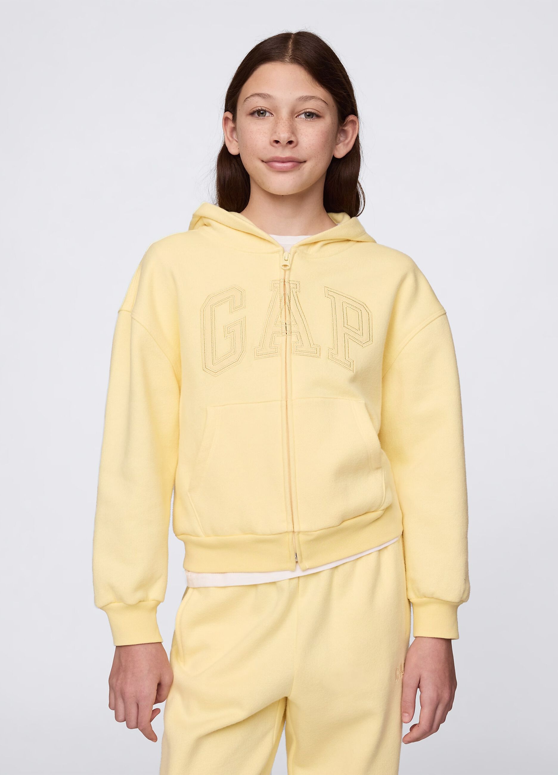 Yellow full-zip sweatshirt with logo