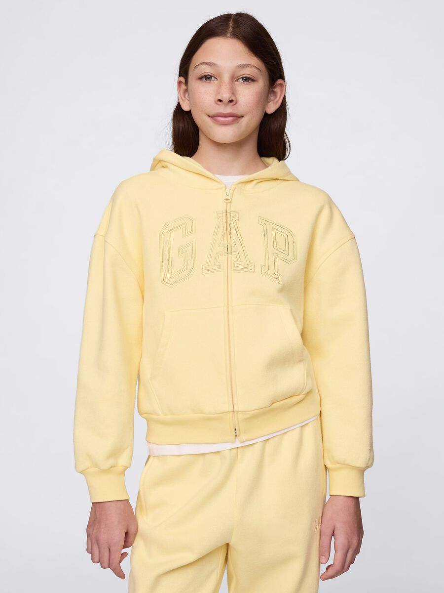 Yellow full-zip sweatshirt with logo_0