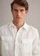 White pure linen regular-fit shirt with double chest pockets_2