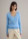Pullover azzurro in puro cotone regular fit con lavorazione a treccia_0
