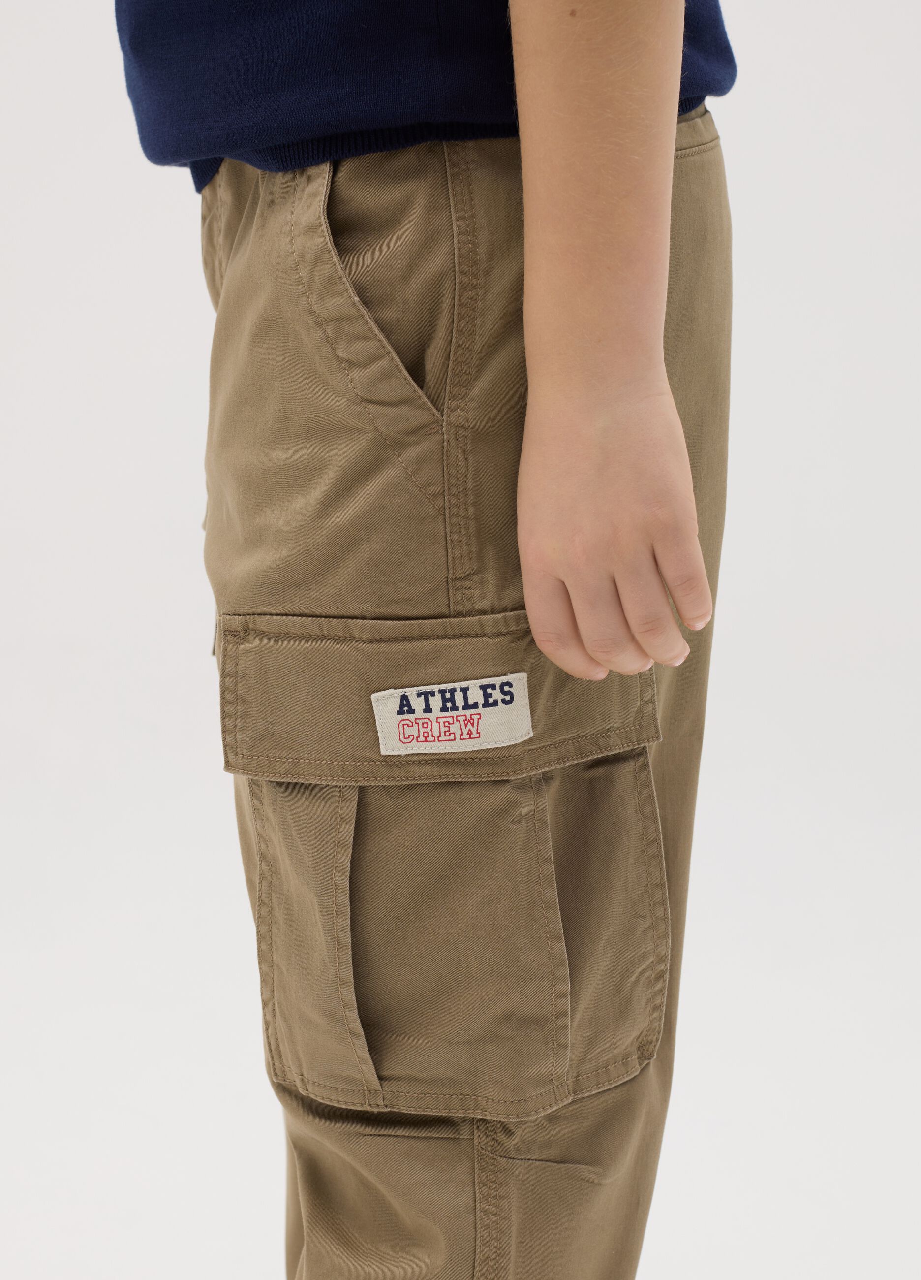 Stretch cotton cargo trousers