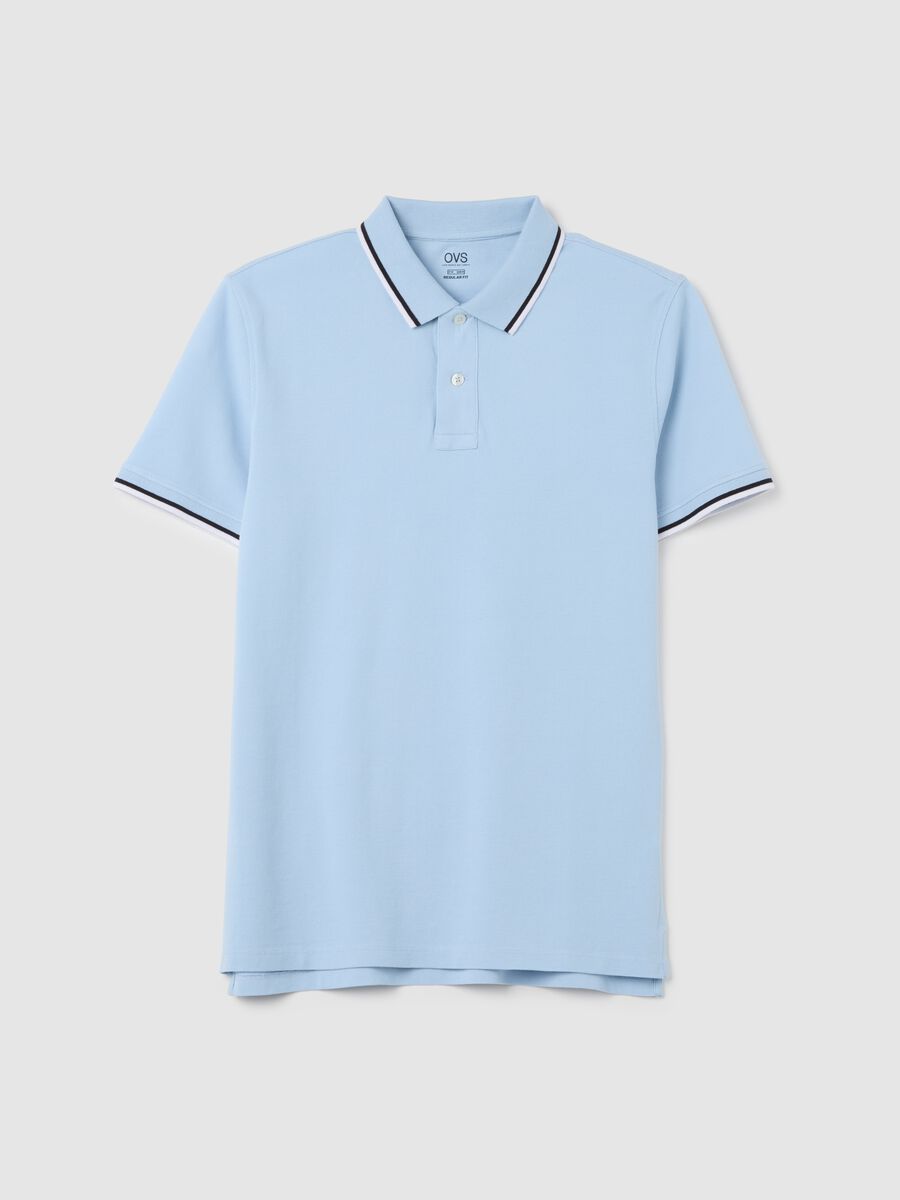 Blue short-sleeve cotton polo shirt_4